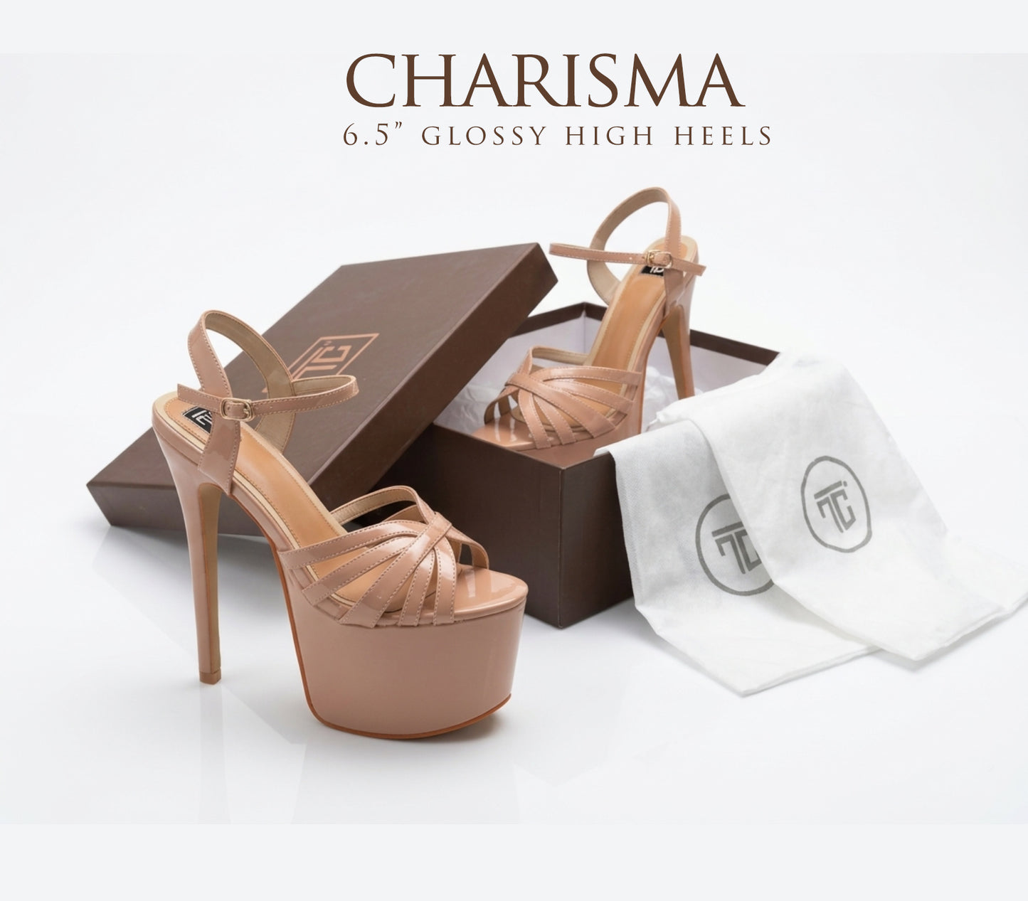 Mubashira 6.5 Inches beige high heels