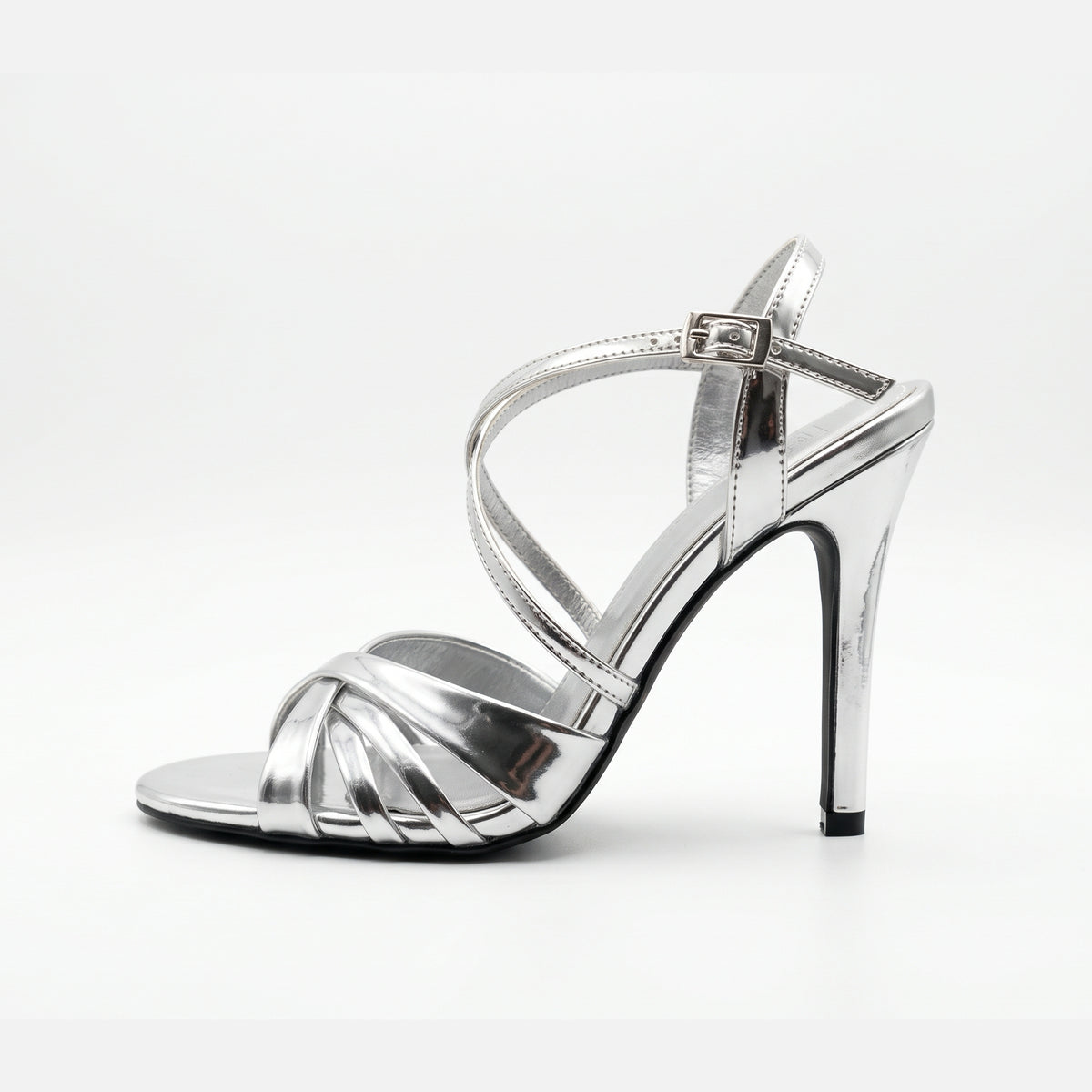 TC 4.5-inch Women’s Silver Open Toe Pageant / party High Heel stilettos Sandals with Buckle Strap