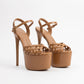 Sharlotte 6.5 Inch Brown Pageant Heels - Comfortable Platform Stilettos for Women | TrendyCreation