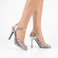 TC Silver Mutya 4.5 inch Women's Elegant High Heel Sandals with Glittery Glass Finish