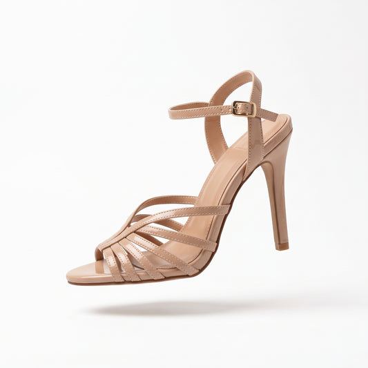 TC mutya Nude 4.5-inch comfy pargeant / party stiletto high heels with ankle strap
