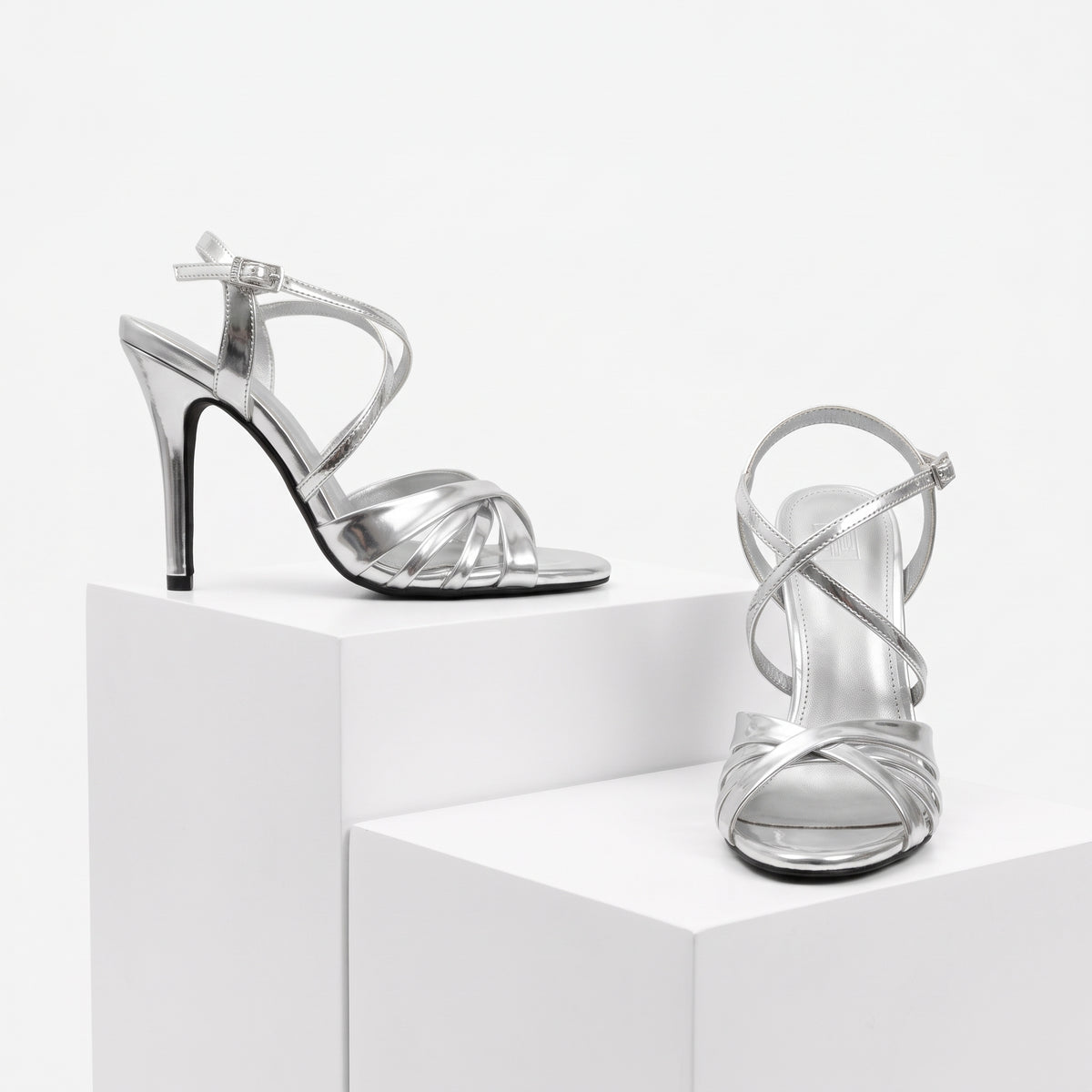TC 4.5-inch Women’s Silver Open Toe Pageant / party High Heel stilettos Sandals with Buckle Strap