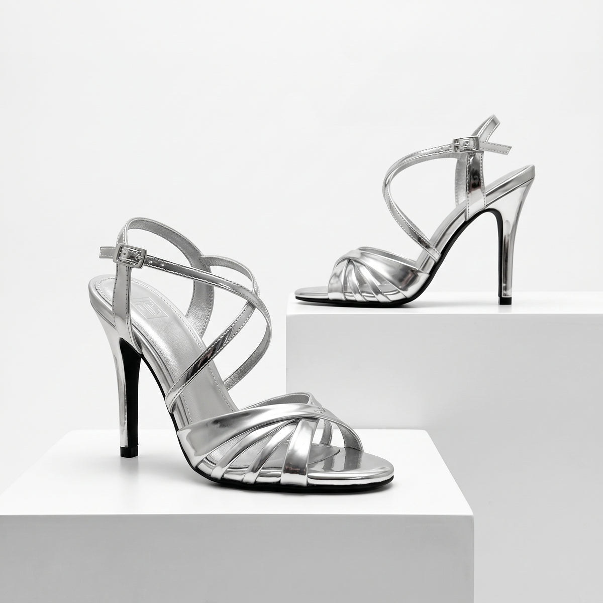 TC 4.5-inch Women’s Silver Open Toe Pageant / party High Heel stilettos Sandals with Buckle Strap