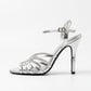 TC Silver Mutya 4.5 inch Women's Elegant High Heel Sandals with Glittery Glass Finish