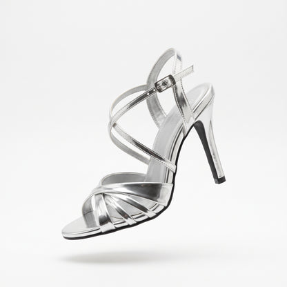 TC 4.5-inch Women’s Silver Open Toe Pageant / party High Heel stilettos Sandals with Buckle Strap