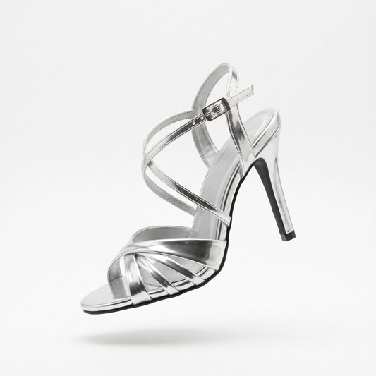 TC 4.5-inch Women’s Silver Open Toe Pageant / party High Heel stilettos Sandals with Buckle Strap