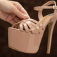 Mubashira 6.5 Inches beige high heels