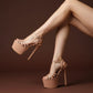 Mubashira 6.5 Inches beige high heels