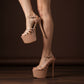Mubashira 6.5 Inches beige high heels