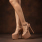 Mubashira 6.5 Inches beige high heels