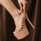 Mubashira 6.5 Inches beige high heels