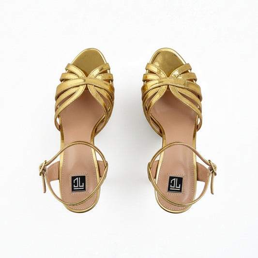 Mubashira Golden 6.5 inches high heels