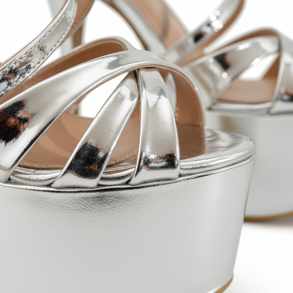 Khajista Silver 6.5 inches high heels