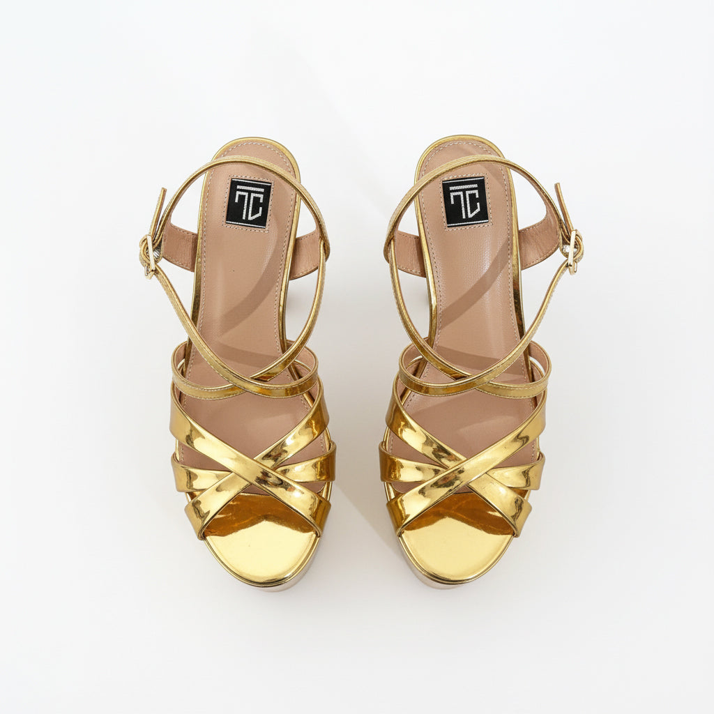 Khajista Golden 6.5 inches high heels
