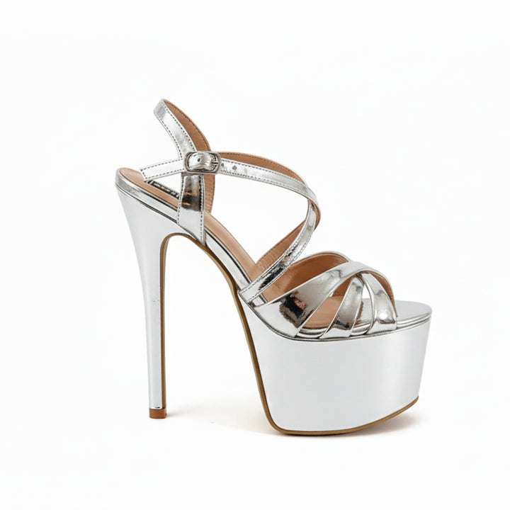 Khajista Silver Platform Pageant Heels – 6.5 Inches