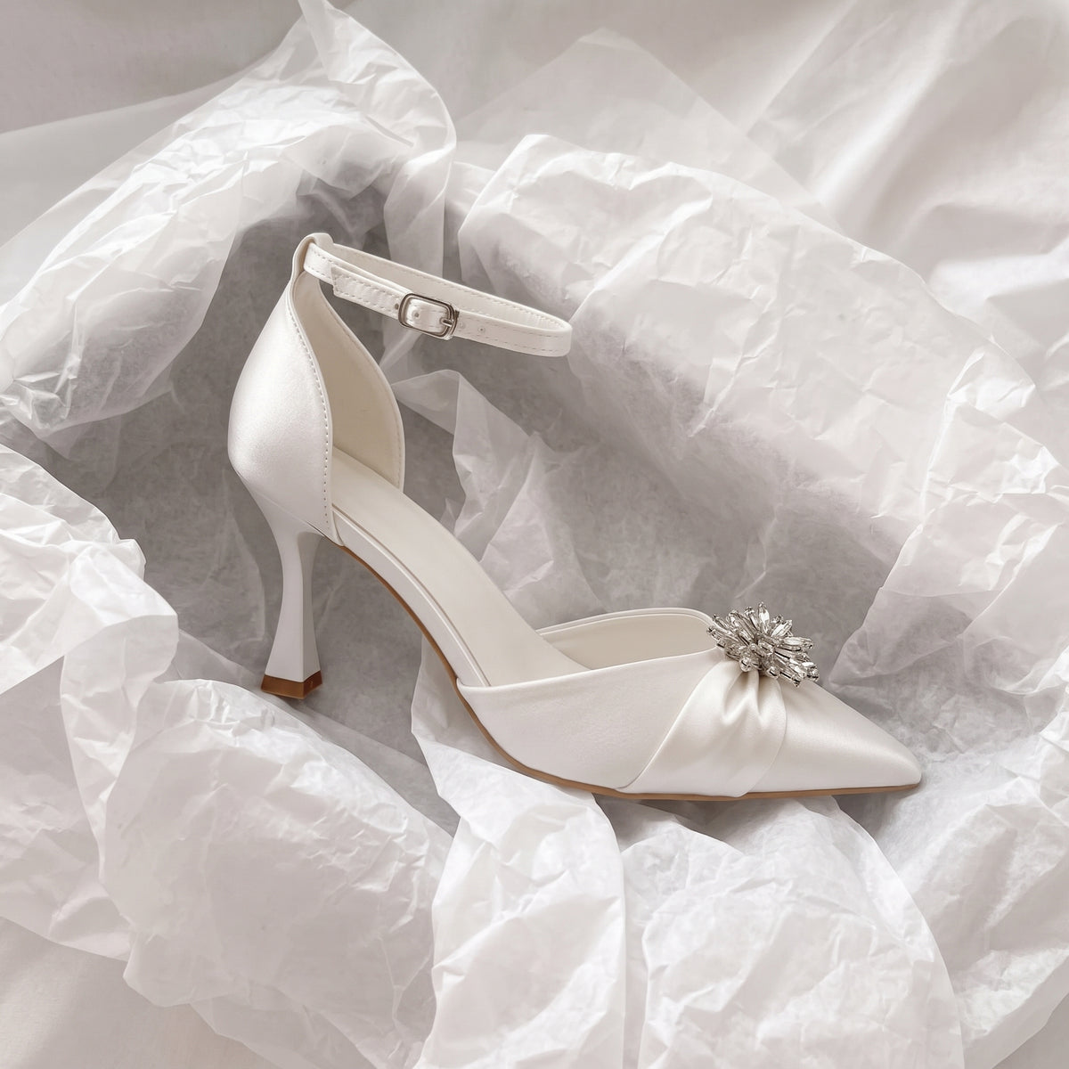 Amore White Bridal High Heels – Crystal Pumps