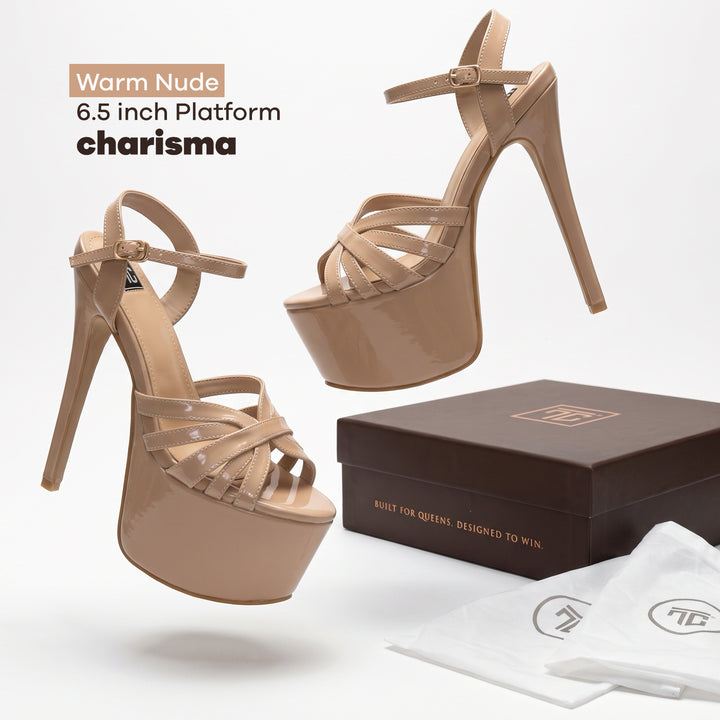 TC Charisma Warm nude color 6.5 inches platform pageant high heels